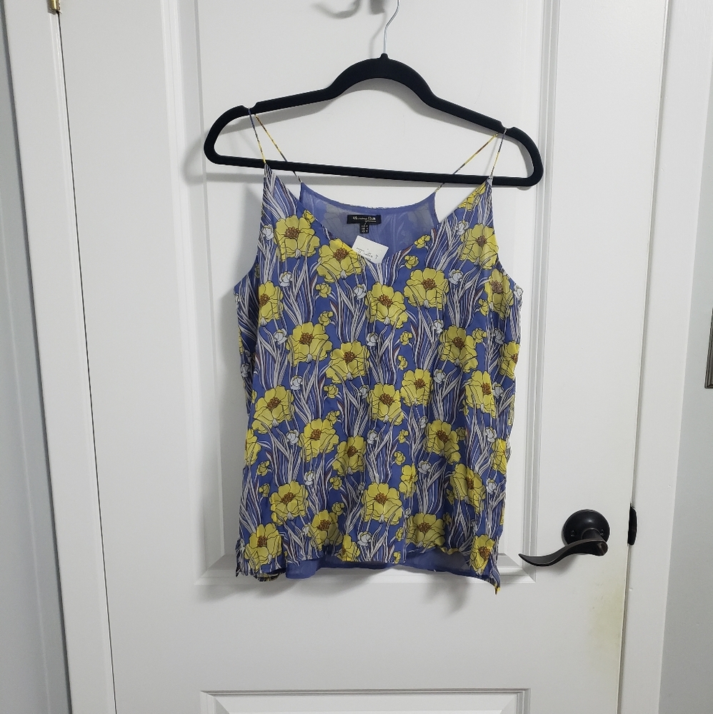 MASSIMO DUTTI Floral Spaghetti Strap Top Blouse